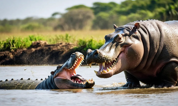 Crocodile vs Hippo: The Ultimate Showdown in African Waters