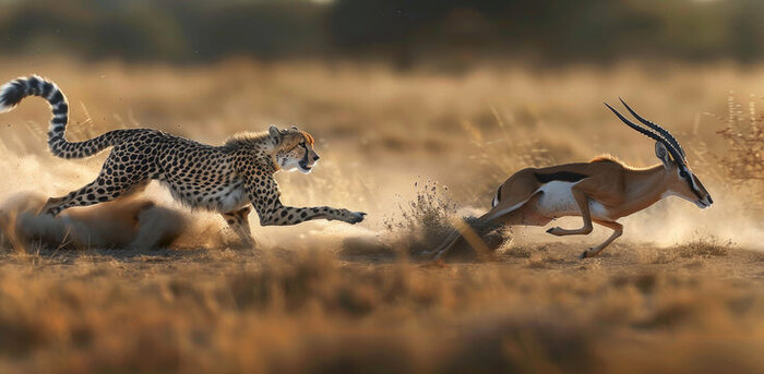 Cheetah hunting gazelle