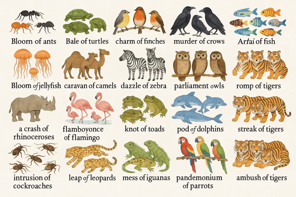 Fun Collective Nouns for Animals: From a Bloom of Jellyfish to a Charm of Finches