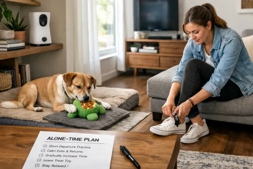 20251219_1018_Dog Alone Training Setup_simple_compose_01kct6cqaxeyz9dvc4g1c9gsgc.webp