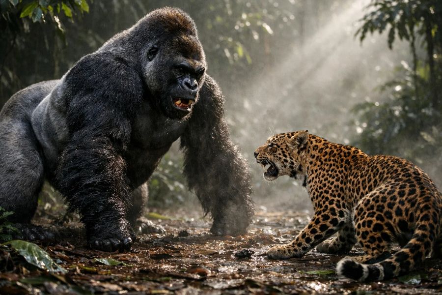 Silverback Gorilla vs Leopard: Who Has the Edge in Central Africa’s Forests?