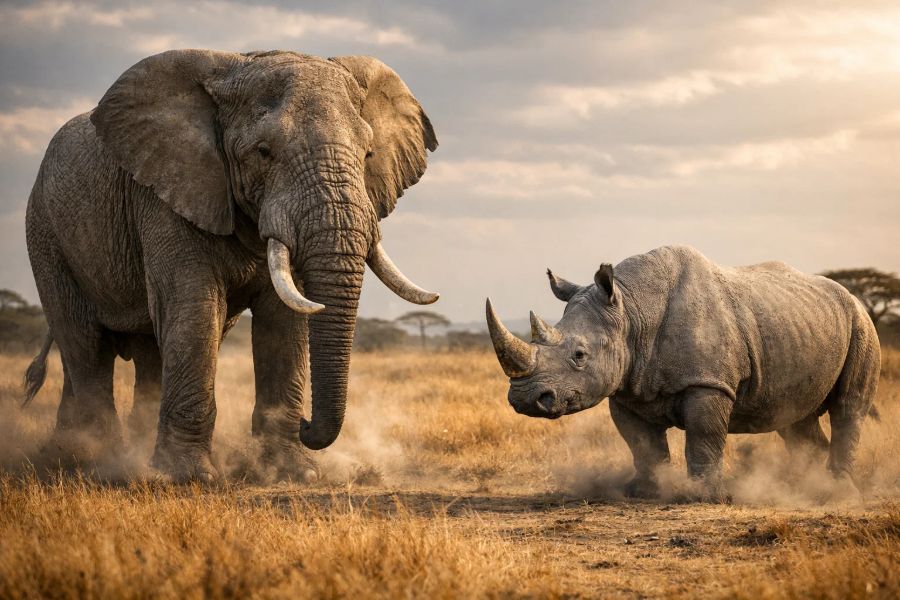 African Elephant vs Rhino: Which African Giant Has the Edge?