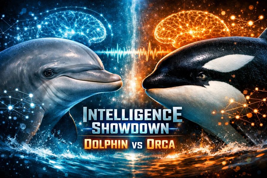 Bottlenose dolphin showing complex cognition and self-recognition behavior