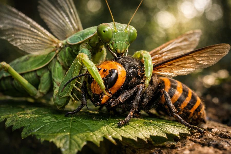 Mantis vs Giant Hornet: Ambush Predator vs Armored Flying Wasp