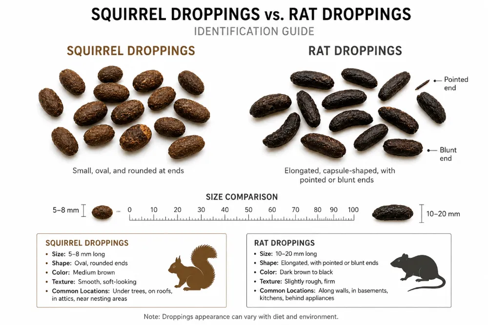 Squirrel Poop vs Rat Poop: How to Tell the Difference