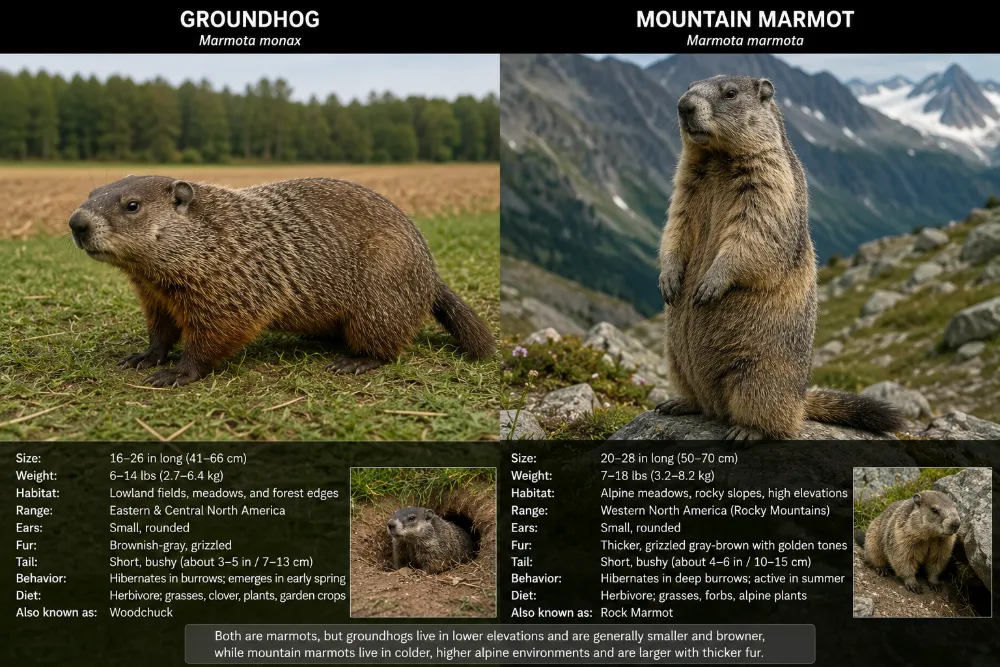 Marmot vs Groundhog: Difference, Species, Habitat and Facts