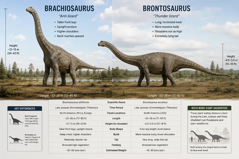 Brachiosaurus vs Brontosaurus: Key Differences Between Two Famous Long-Necked Dinosaurs