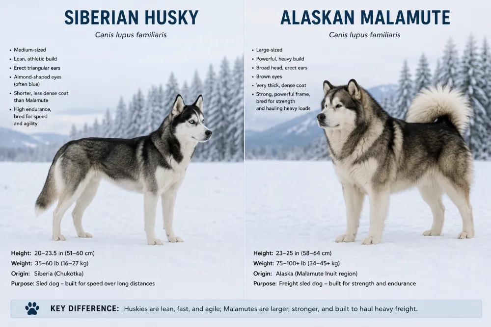 Husky vs Malamute: Size, Personality, Strength and Differences