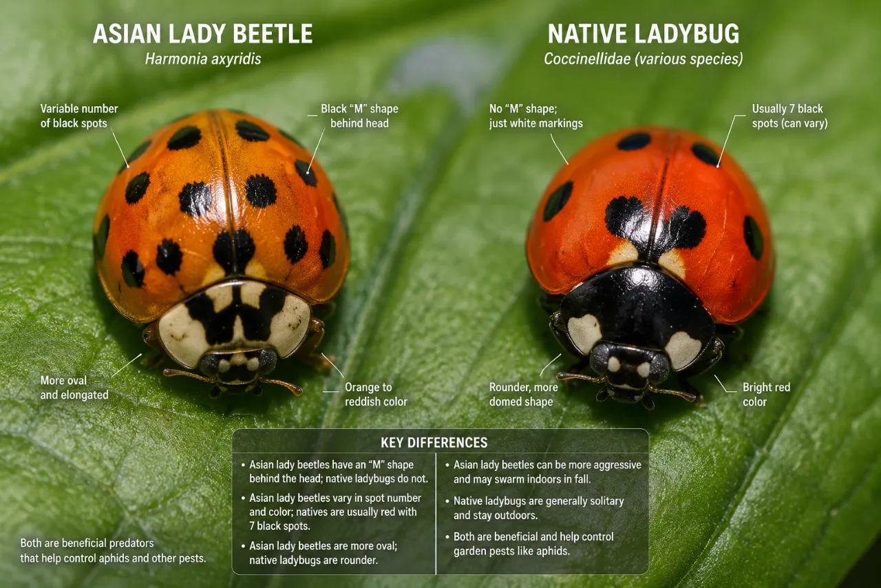 Asian Beetles vs Ladybugs: Key Differences in Color, Markings, Behavior, Bites, and Home Invasions