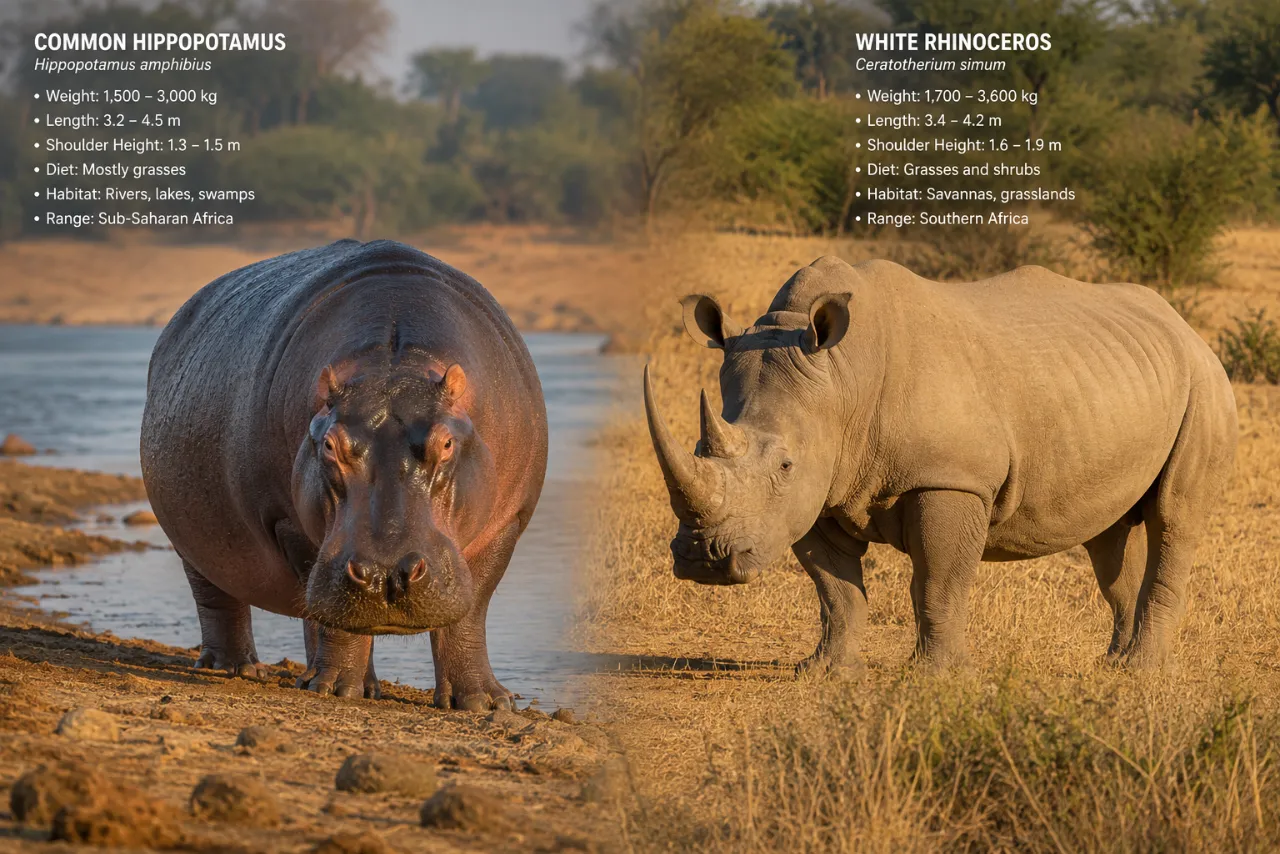 Hippo vs Rhino: Key Differences in Size, Strength, Habitat, Diet, and Behavior