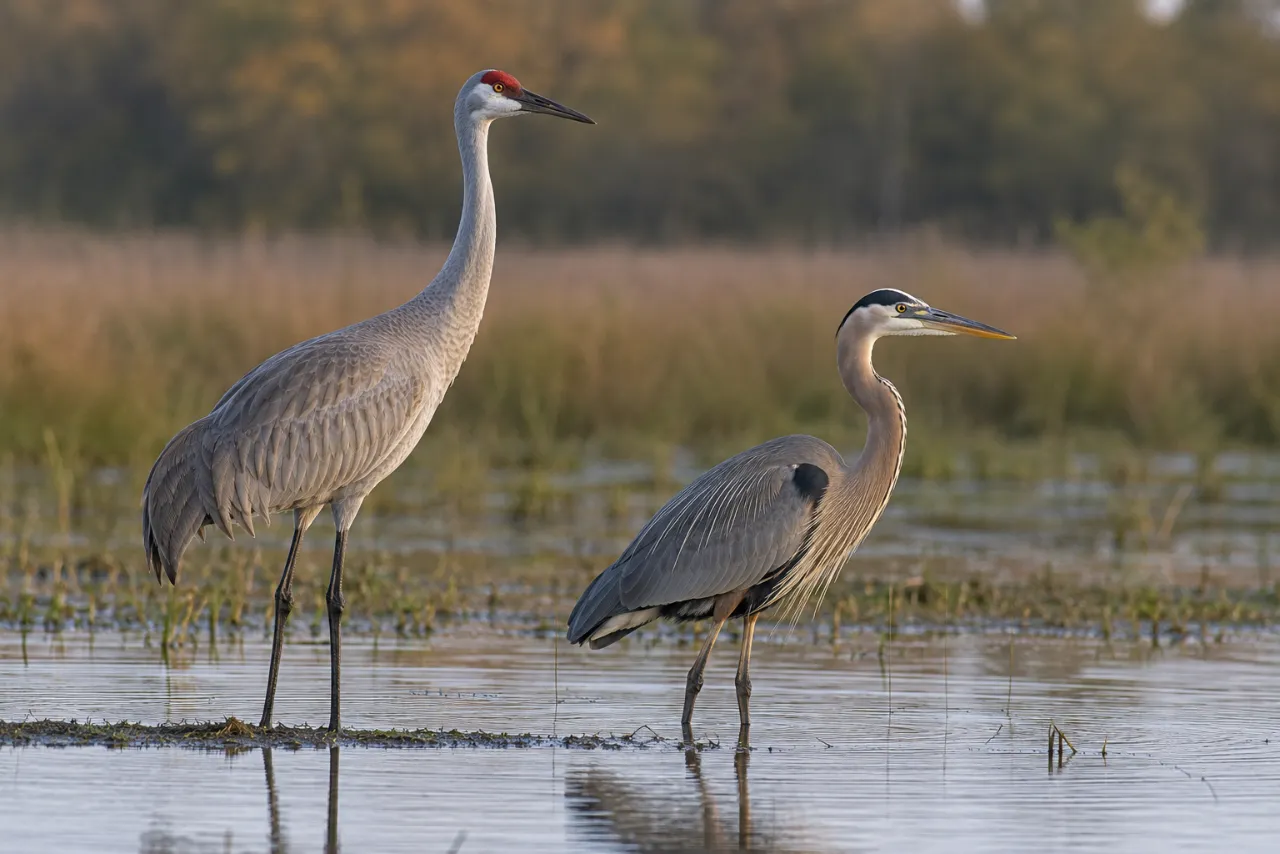 Crane vs Heron: Key Differences in Flight, Neck Shape, Habitat, Diet, Calls, and Behavior