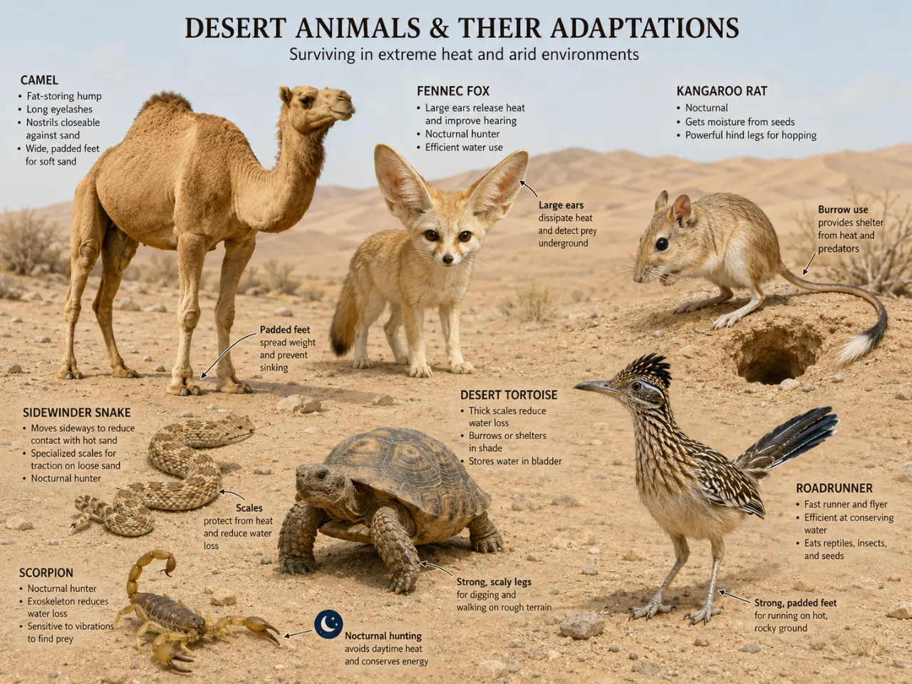Desert Animals Guide: Adaptations, Habitats, Examples, and Survival Facts
